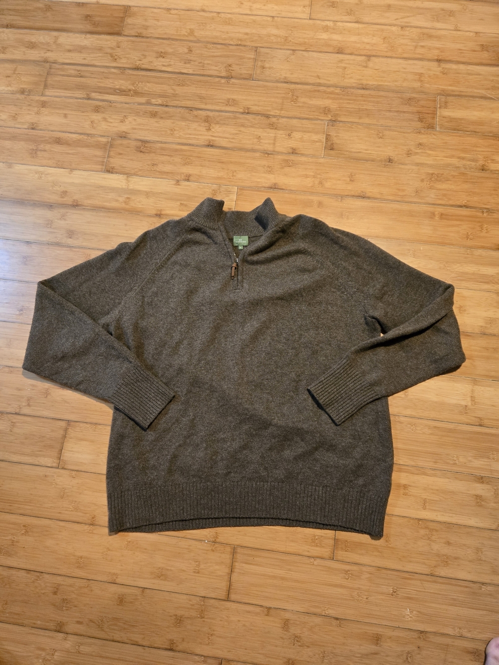 Sid Mashburn Mens XL Brown 100% Cashmere 1/4 Zip Sweater